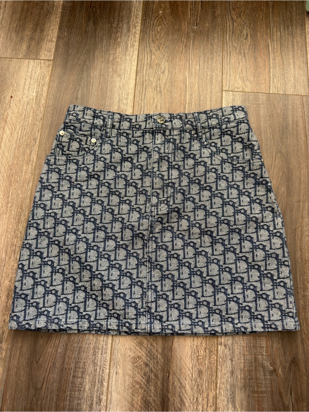 Dior Navy and Cream Monogram Mini Skirt